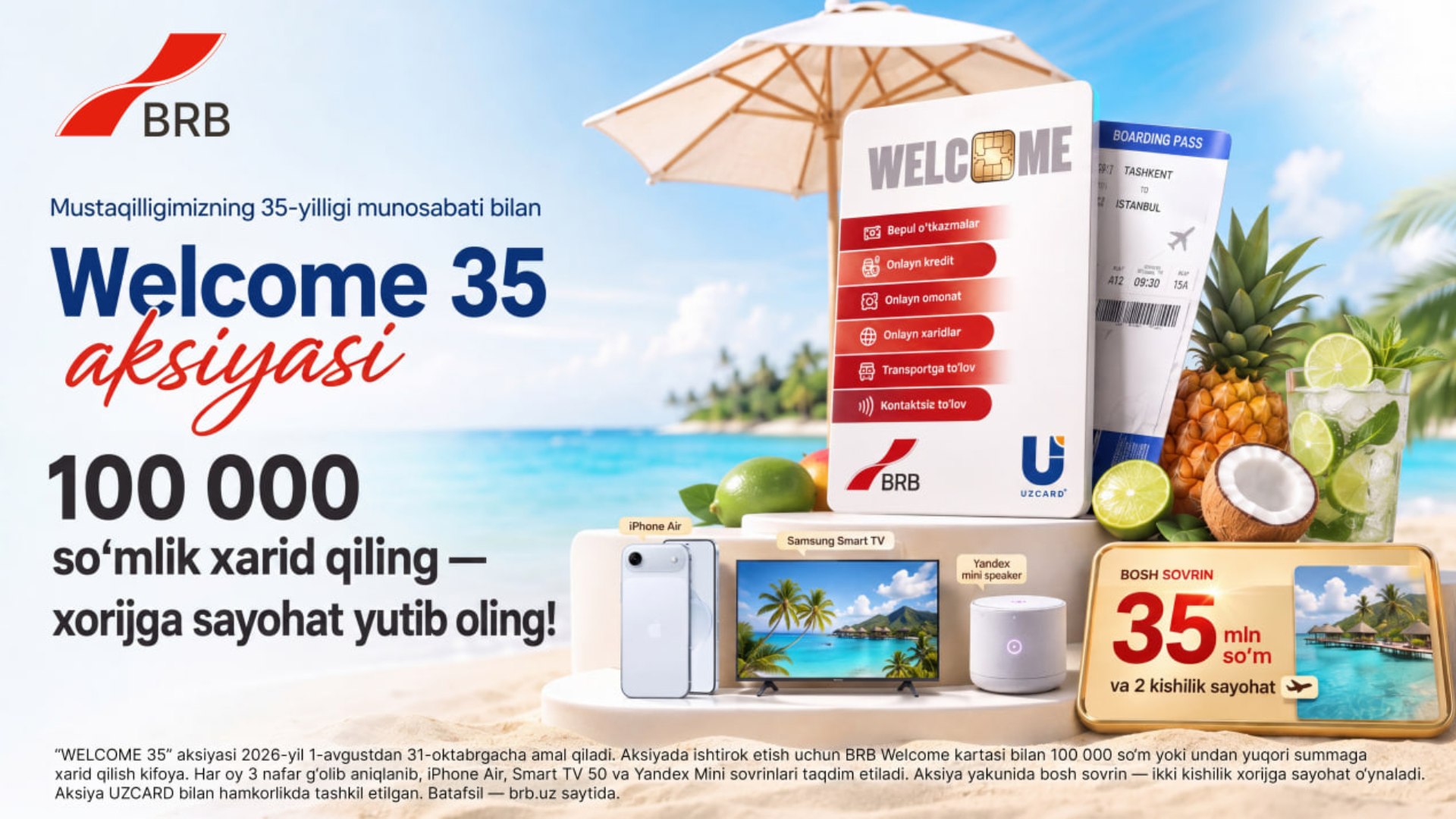 BRB “Welcome 35” aksiyasini e’lon qiladi